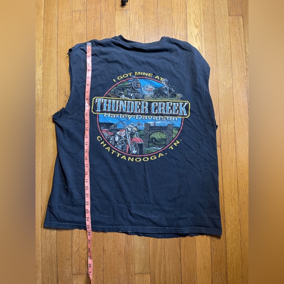 Y2k Vintage Sleeveless Harley Davidson Cut Off T Shirt - Picture 9 of 10